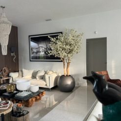 Matte Gun Metal Globe with Custom Made Cherry Blossom Tree