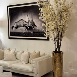 Cherry Blossom Tree in Large Gold Hammered Planter