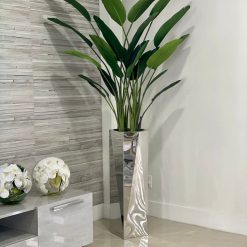 Stainless Prism Planter with Bird of Paradise (7′)
