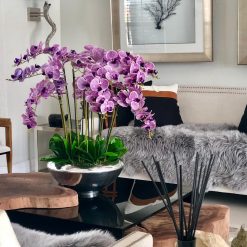 Avenue bowl with purple Phalaenopsis orchids