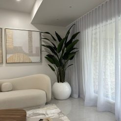 Bird of Paradise in White Glossy Globe Planter