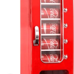 Coca-Cola AC/DC Retro Vending Electric Cooler with 10 Can Capacity - Beverage Vending Machine with Thermoelectric Cooling and Tall Window Display