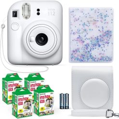 Fujifilm Instax Mini 12 Instant Camera with 40 Film Sheets, Shutter Accessories & Photo Album, Clay White