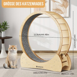 Rennkatzen XL for cat & Dog Exercise Wheel - Natural Wood Indoor Running Wheel with Cushioned Surface, Safe & Comfortable Design, Large Diameter for Stability - Ideal for Large Breeds, Easy Assembly with Included Tools - Durable for cat Wheel for In