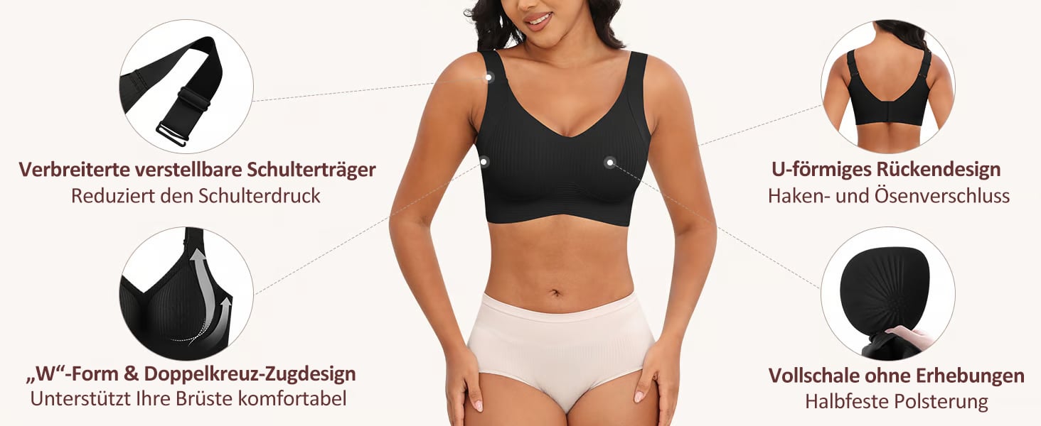 🎁Letzter Tag: 1 kaufen, 3 Packungen erhalten🔥Super festigender BH | Bügelloser BH👍Schluss mit hängenden Brüsten